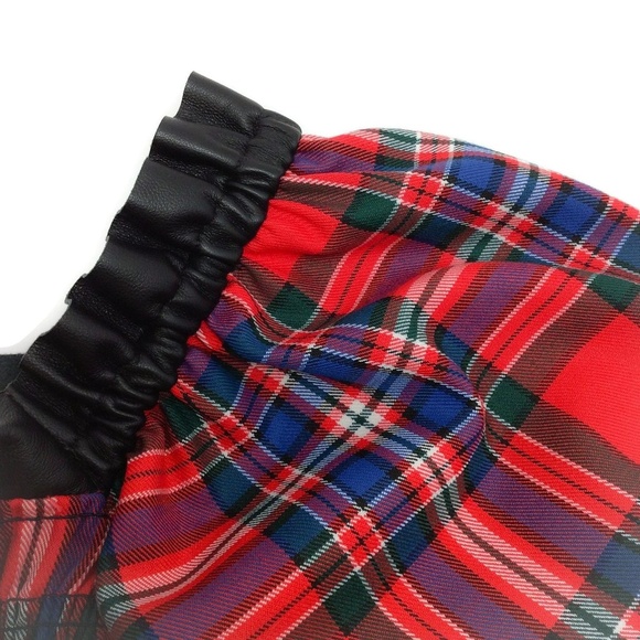 Tanya Taylor Red Multi Plaid Smocked Crop Blouse - Picture 4 of 7